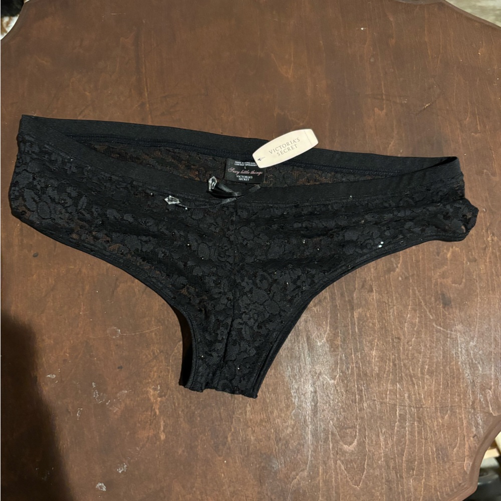 Victoria's Secret sexy little things Black Lace lowrise hipster Lingerie size lg